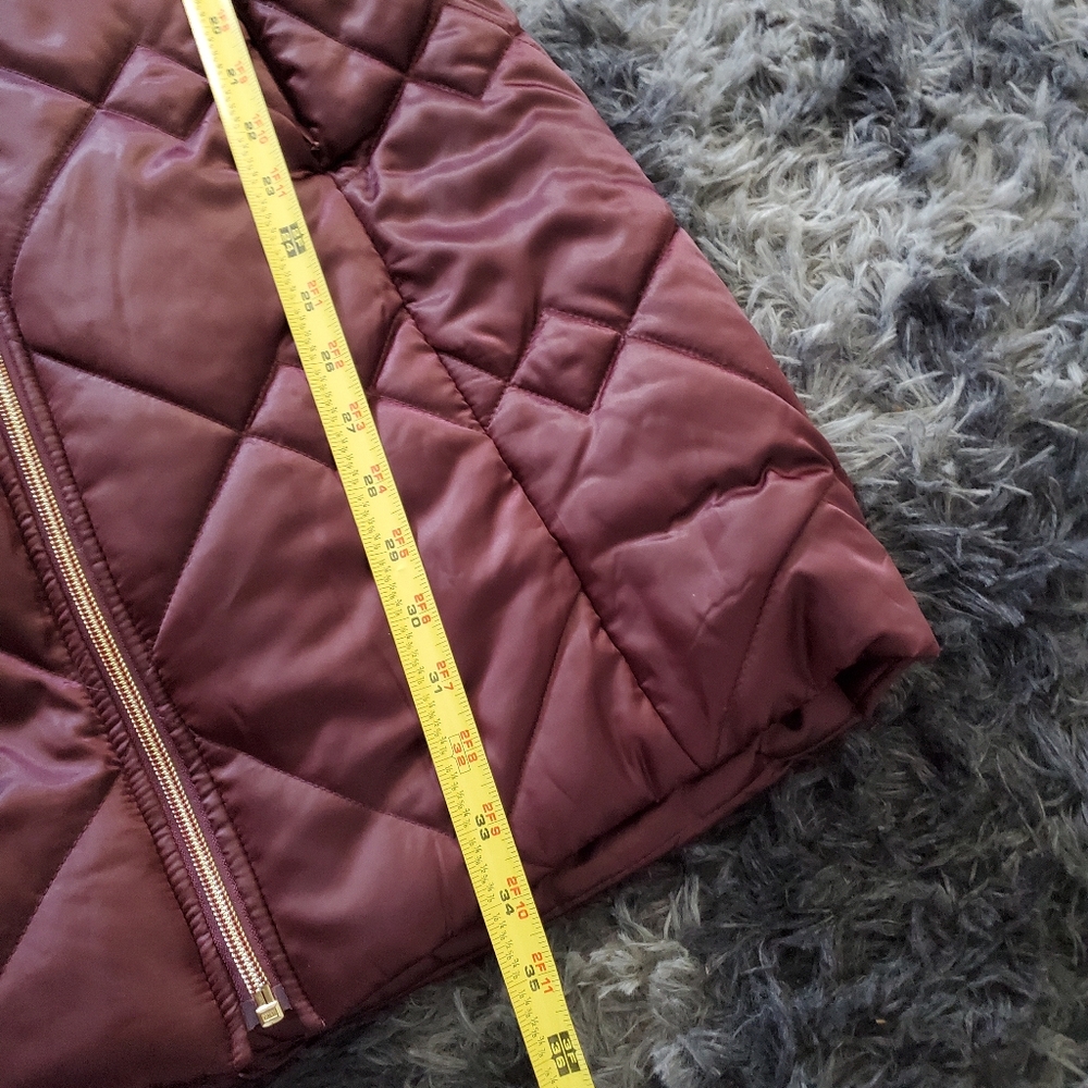 NWT ISAAC MIZRAHI burgundy faux fur puffer XXS - Picture 9 of 9